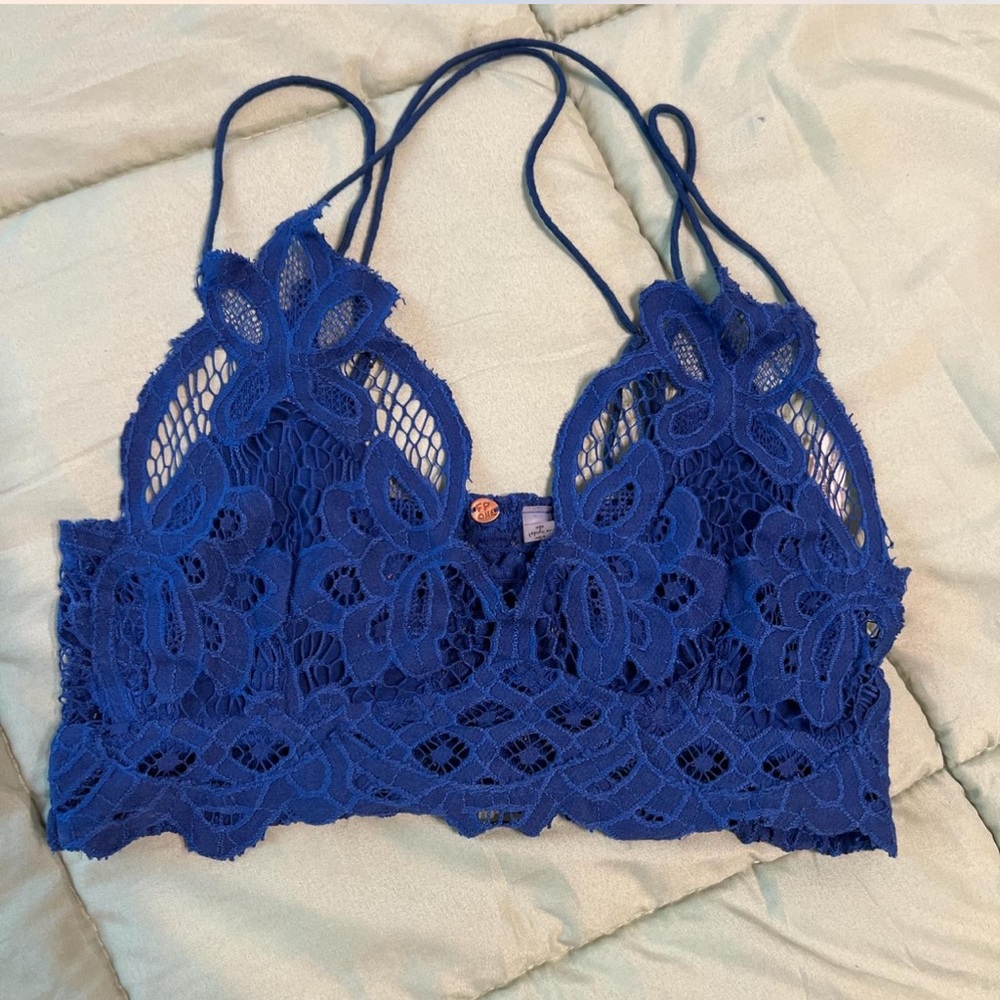 Free People Adella Blue Lace Bralette - Picture 2 of 4